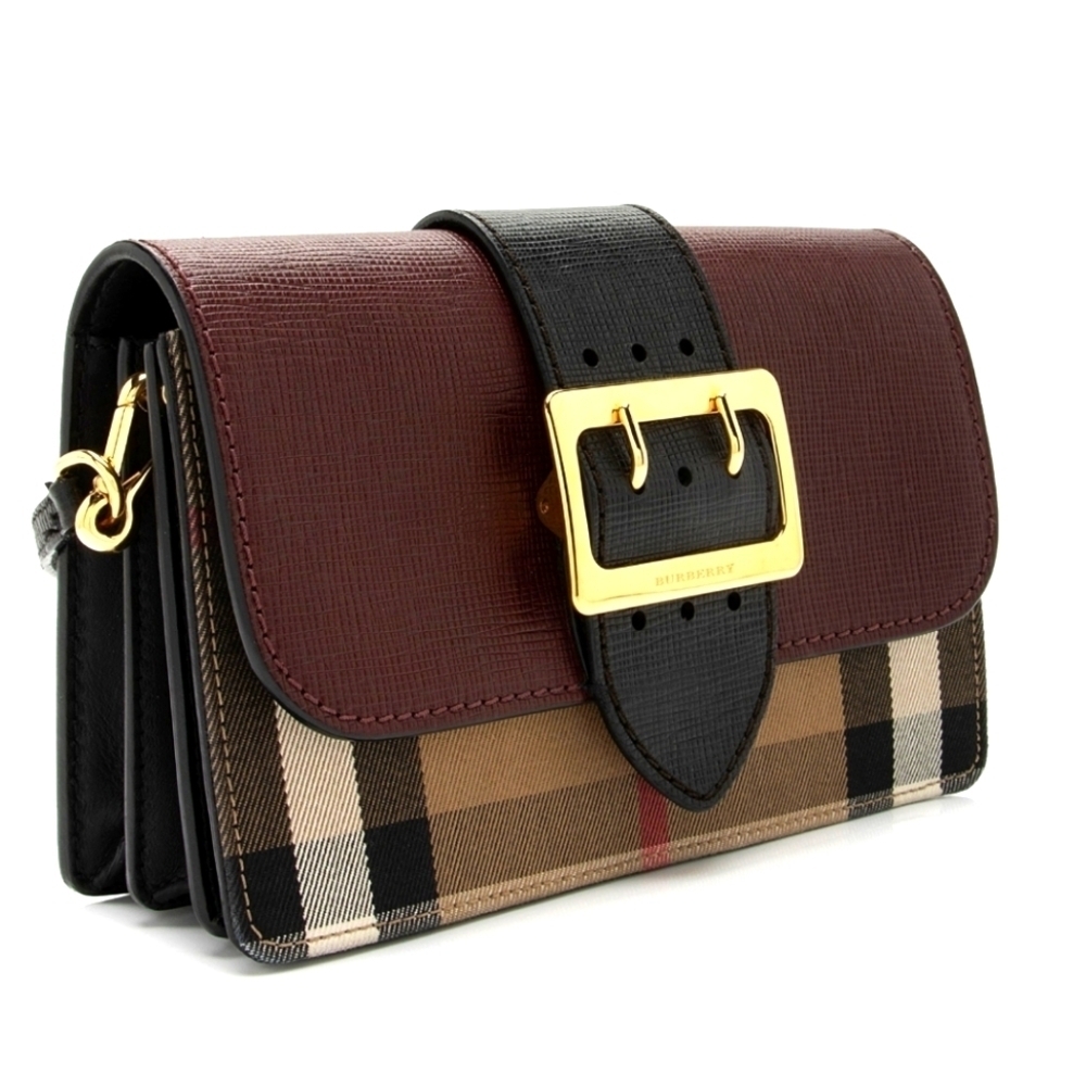 AUTHENTIC BURBERRY HOUSE CHECK MADISON BUCKLE SMALL SHOULDER BAG